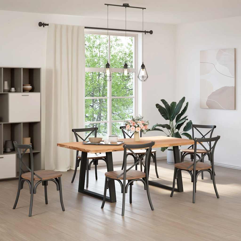 Table Industrielle en Bois de Chêne et Acier Noir-100 cm-200 cm-1-La-Fabrique-Industrielle
