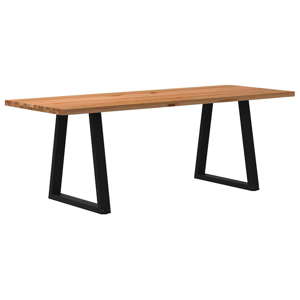 Table Industrielle en Bois de Chêne et Acier Noir-80 cm-220 cm-1-La-Fabrique-Industrielle