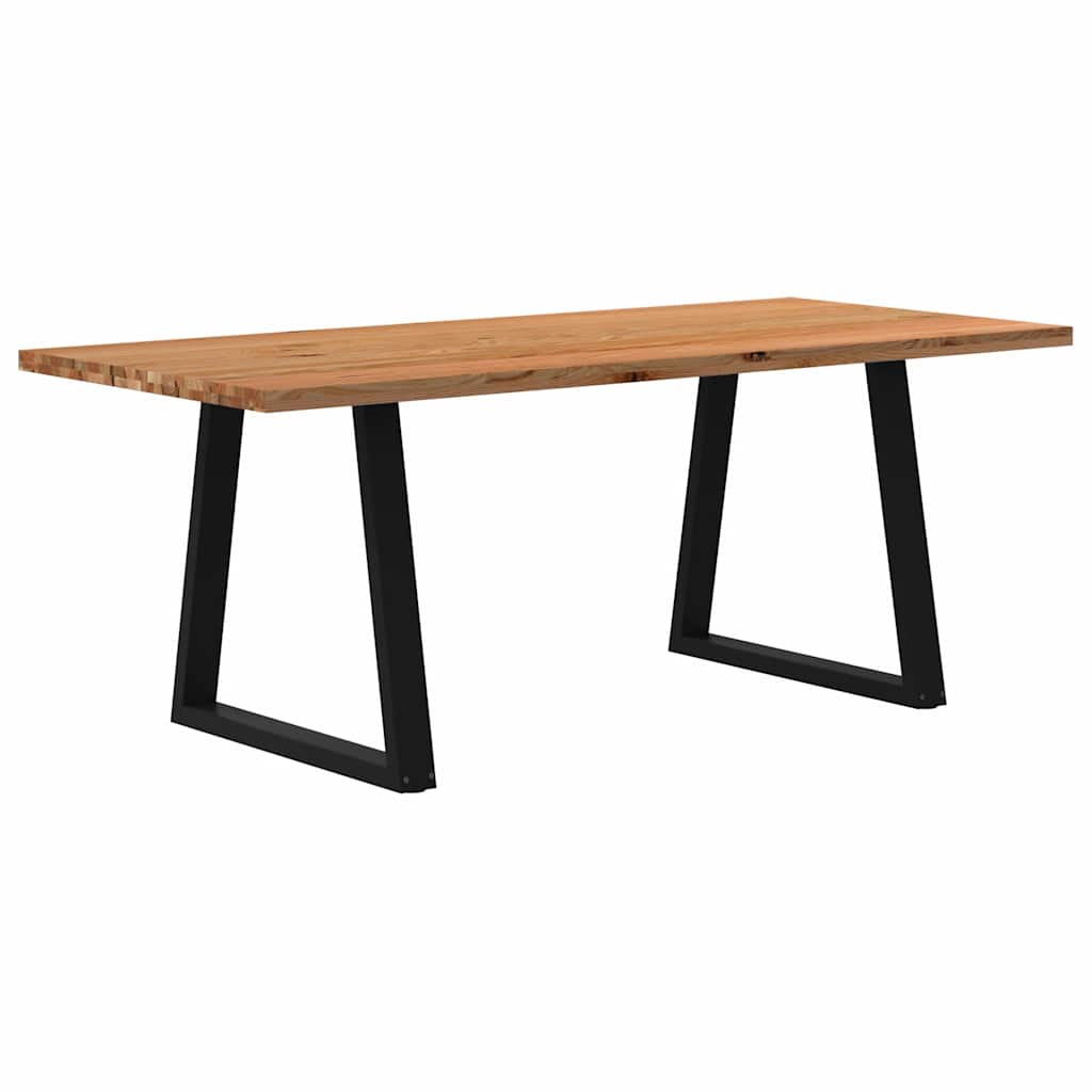 Table Industrielle en Bois de Chêne et Acier Noir-90 cm-200 cm-1-La-Fabrique-Industrielle