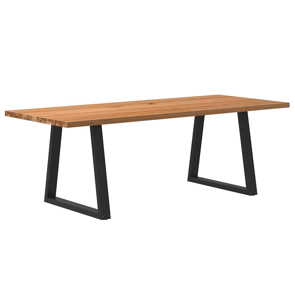 Table Industrielle en Bois de Chêne et Acier Noir-90 cm-220 cm-1-La-Fabrique-Industrielle