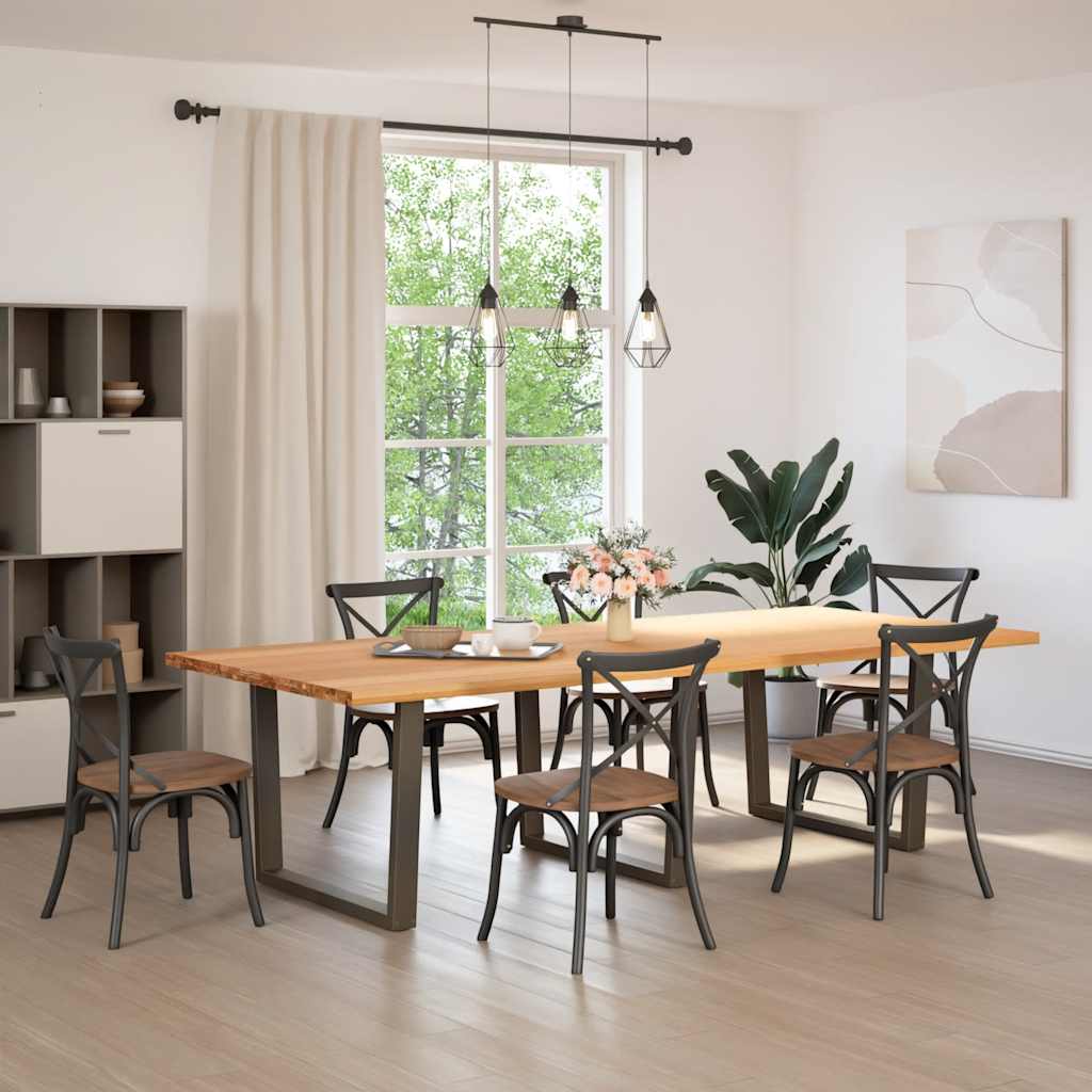 Table Industrielle en Bois de Chêne et Métal pour 10 Personnes-La-Fabrique-Industrielle