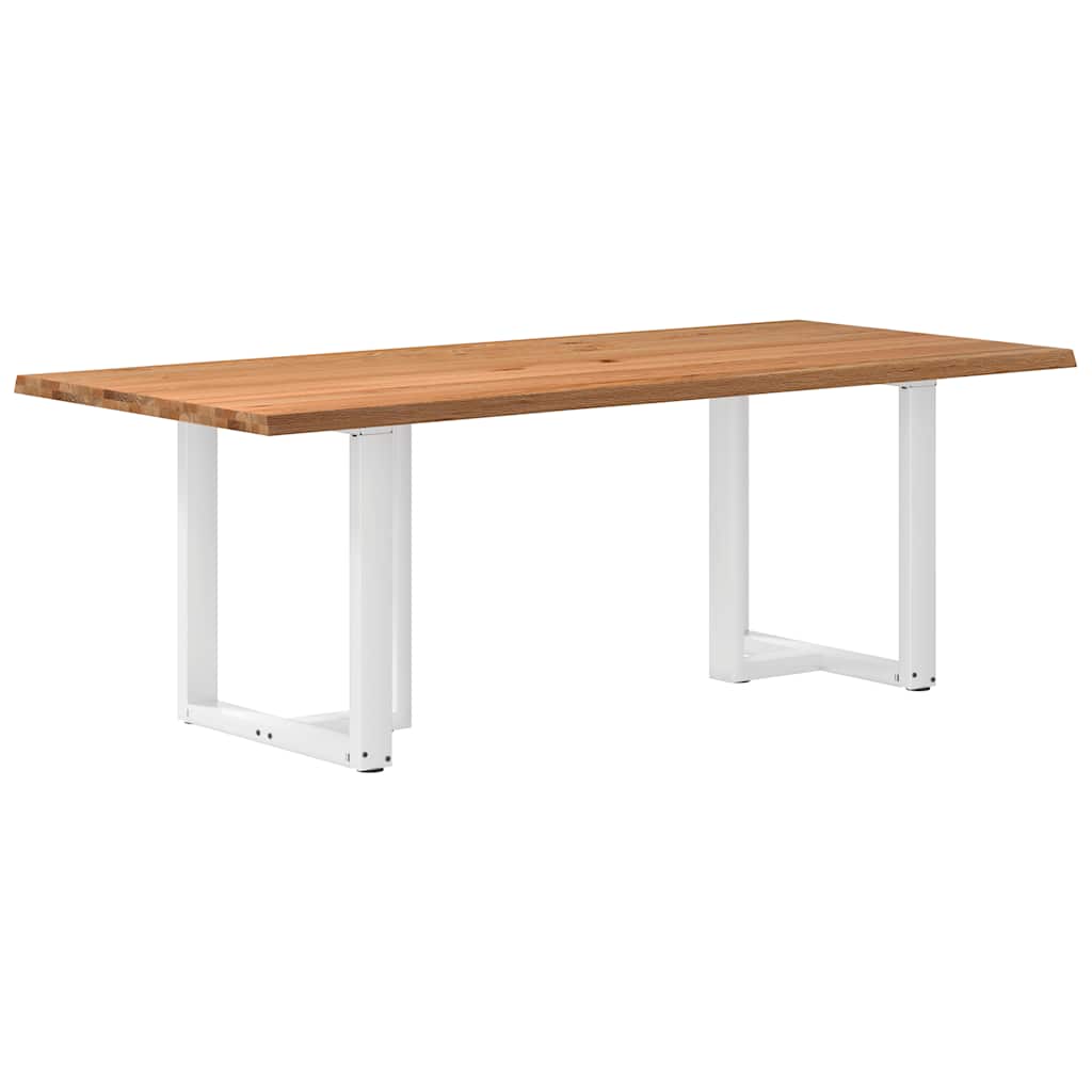Table Industrielle en Bois de Chêne pour 6 Personnes-Blanc-1-220 x 100 x 74 cm-La-Fabrique-Industrielle