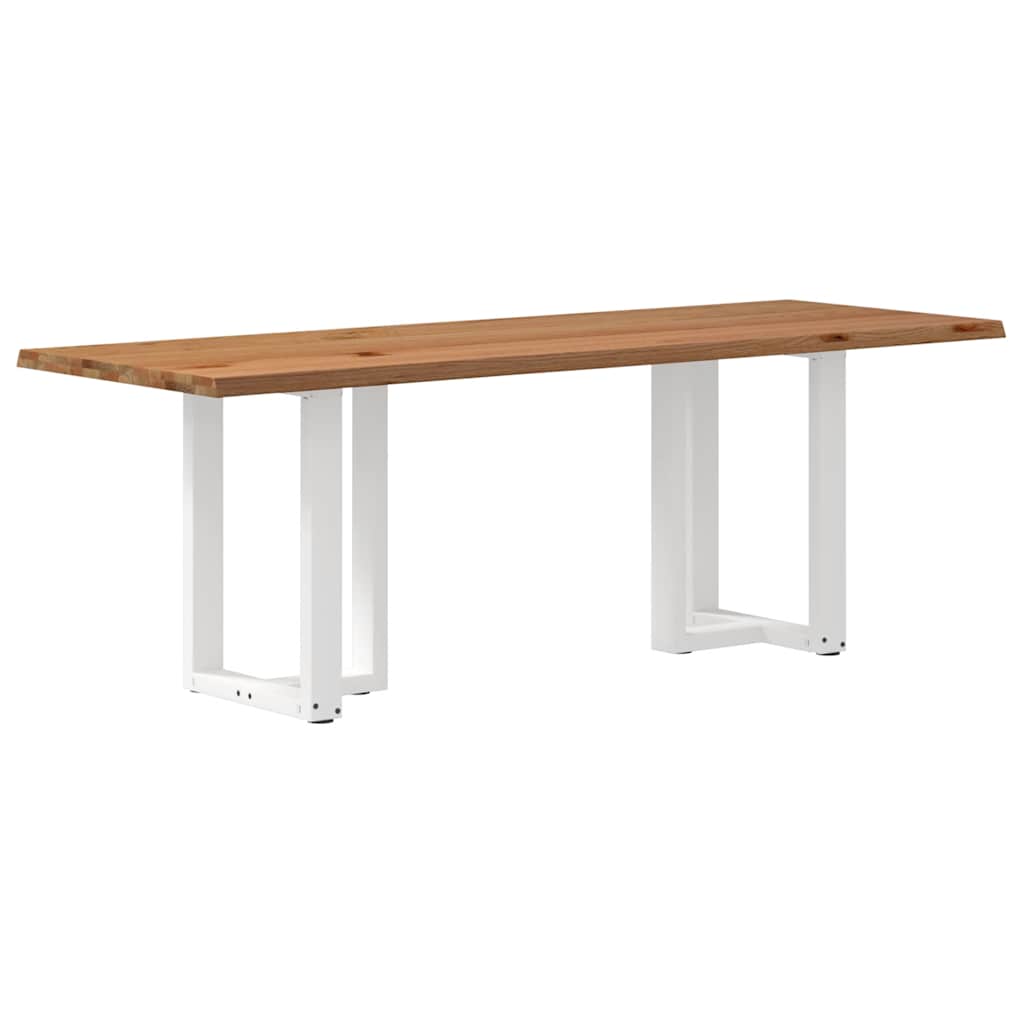 Table Industrielle en Bois de Chêne pour 6 Personnes-Blanc-1-220 x 80 x 74 cm-La-Fabrique-Industrielle