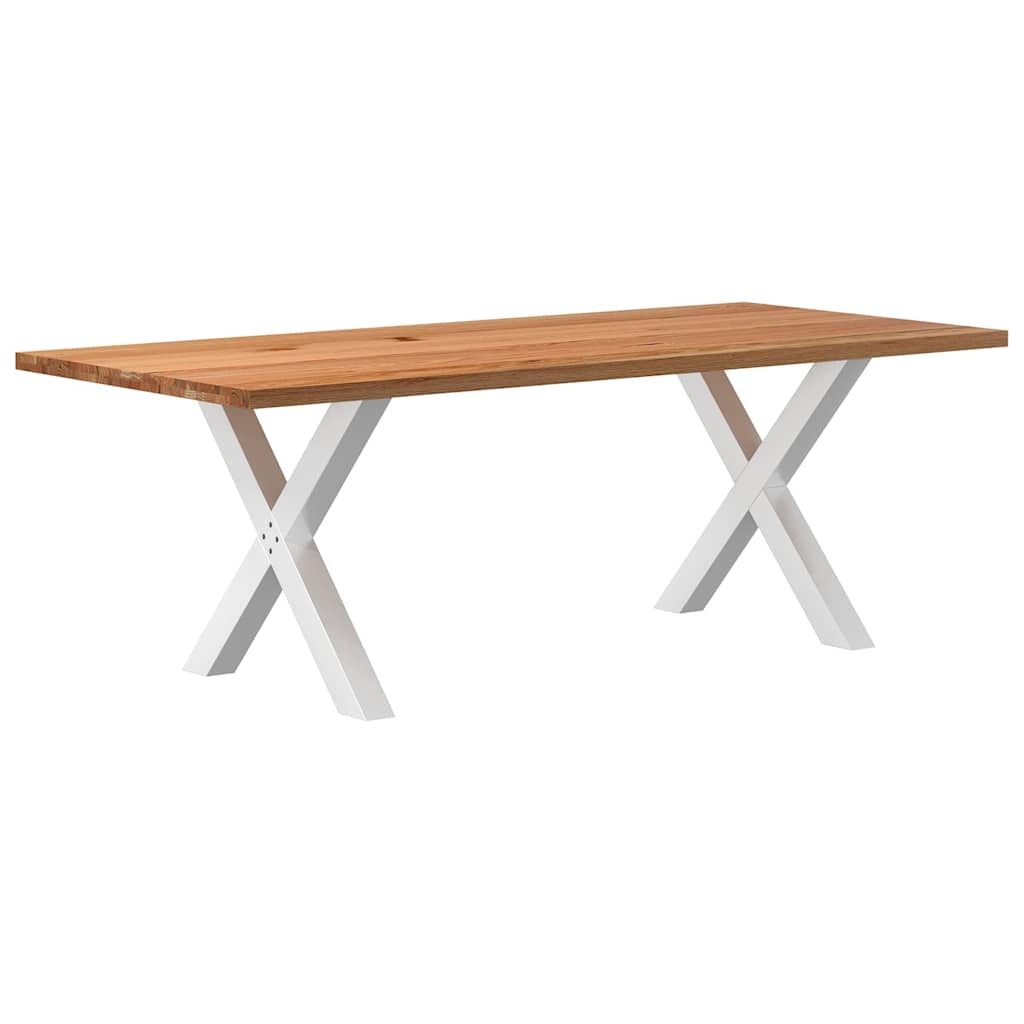 Table Industrielle en Bois de Chêne pour 8 à 10 Personnes-Blanc-1-220 x 100 x 74 cm-La-Fabrique-Industrielle