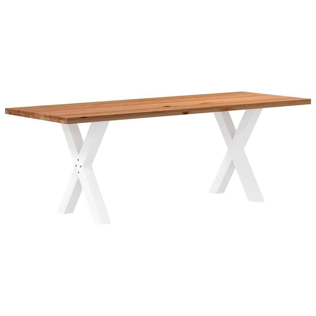 Table Industrielle en Bois de Chêne pour 8 à 10 Personnes-Blanc-1-220 x 80 x 74 cm-La-Fabrique-Industrielle