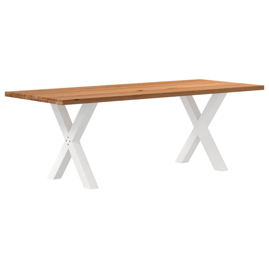 Table Industrielle en Bois de Chêne pour 8 à 10 Personnes-Blanc-1-220 x 90 x 74 cm-La-Fabrique-Industrielle