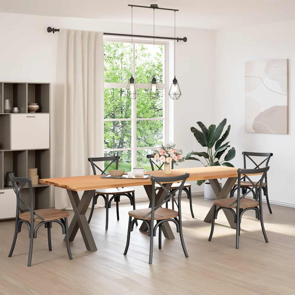 Table Industrielle en Bois de Chêne pour 8 à 10 Personnes-La-Fabrique-Industrielle