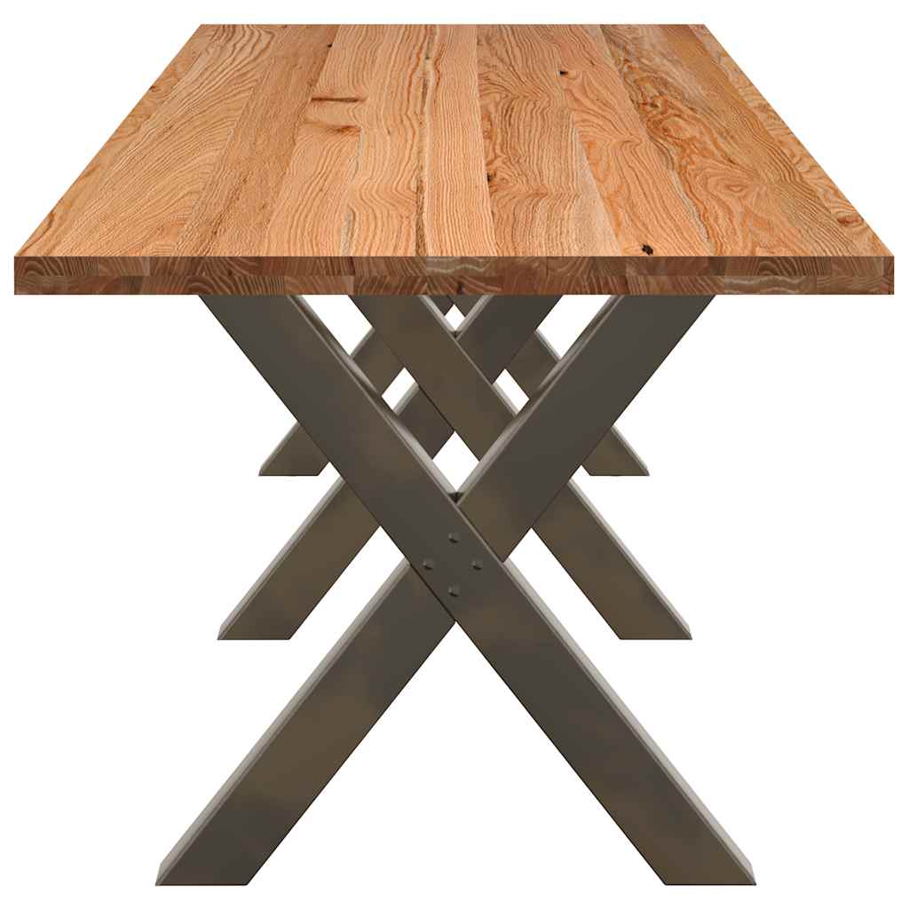 Table Industrielle en Bois de Chêne pour 8 à 10 Personnes-La-Fabrique-Industrielle