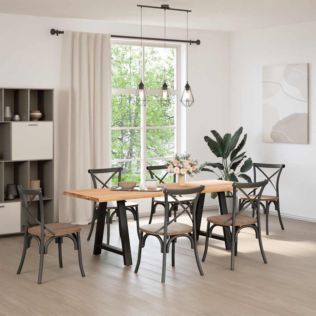 Table Industrielle en Bois et Acier pour 6 Personnes-La-Fabrique-Industrielle