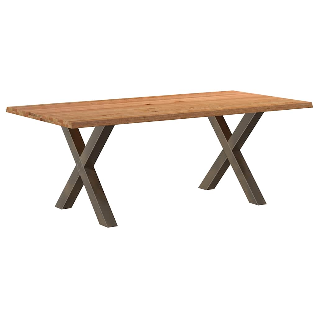 Table Industrielle en Bois et Pieds Métal en Croix-Acier naturel-1-200 x 100 x 74 cm-La-Fabrique-Industrielle