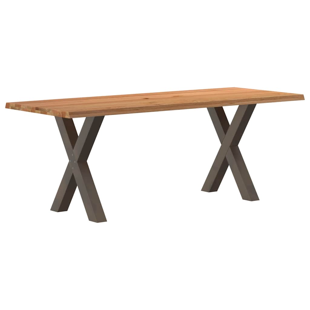 Table Industrielle en Bois et Pieds Métal en Croix-Acier naturel-1-200 x 80 x 74 cm-La-Fabrique-Industrielle