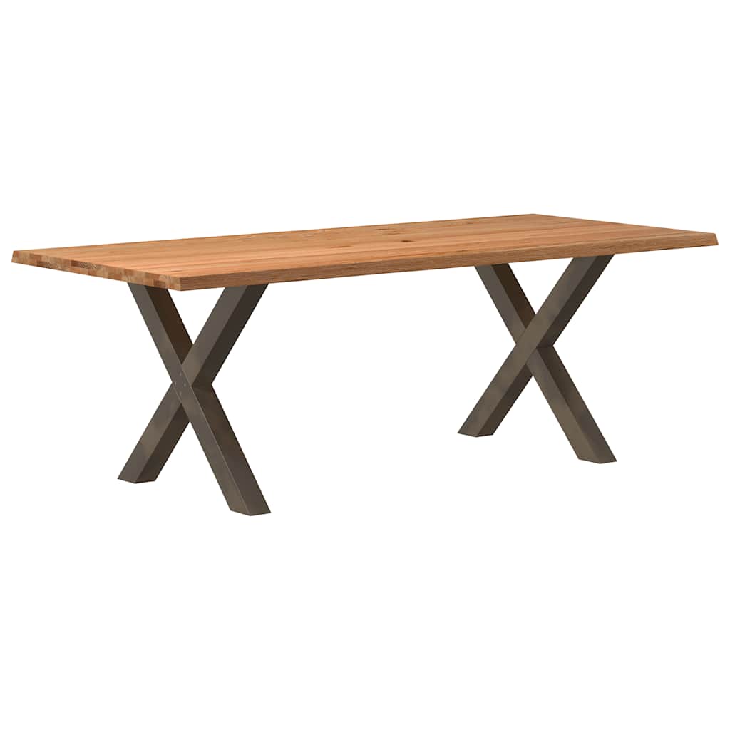 Table Industrielle en Bois et Pieds Métal en Croix-Acier naturel-1-220 x 100 x 74 cm-La-Fabrique-Industrielle