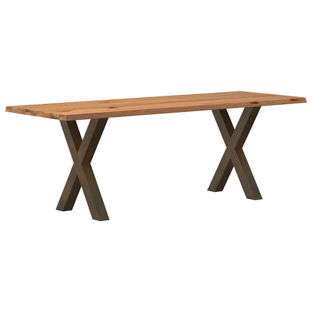 Table Industrielle en Bois et Pieds Métal en Croix-Acier naturel-1-220 x 80 x 74 cm-La-Fabrique-Industrielle