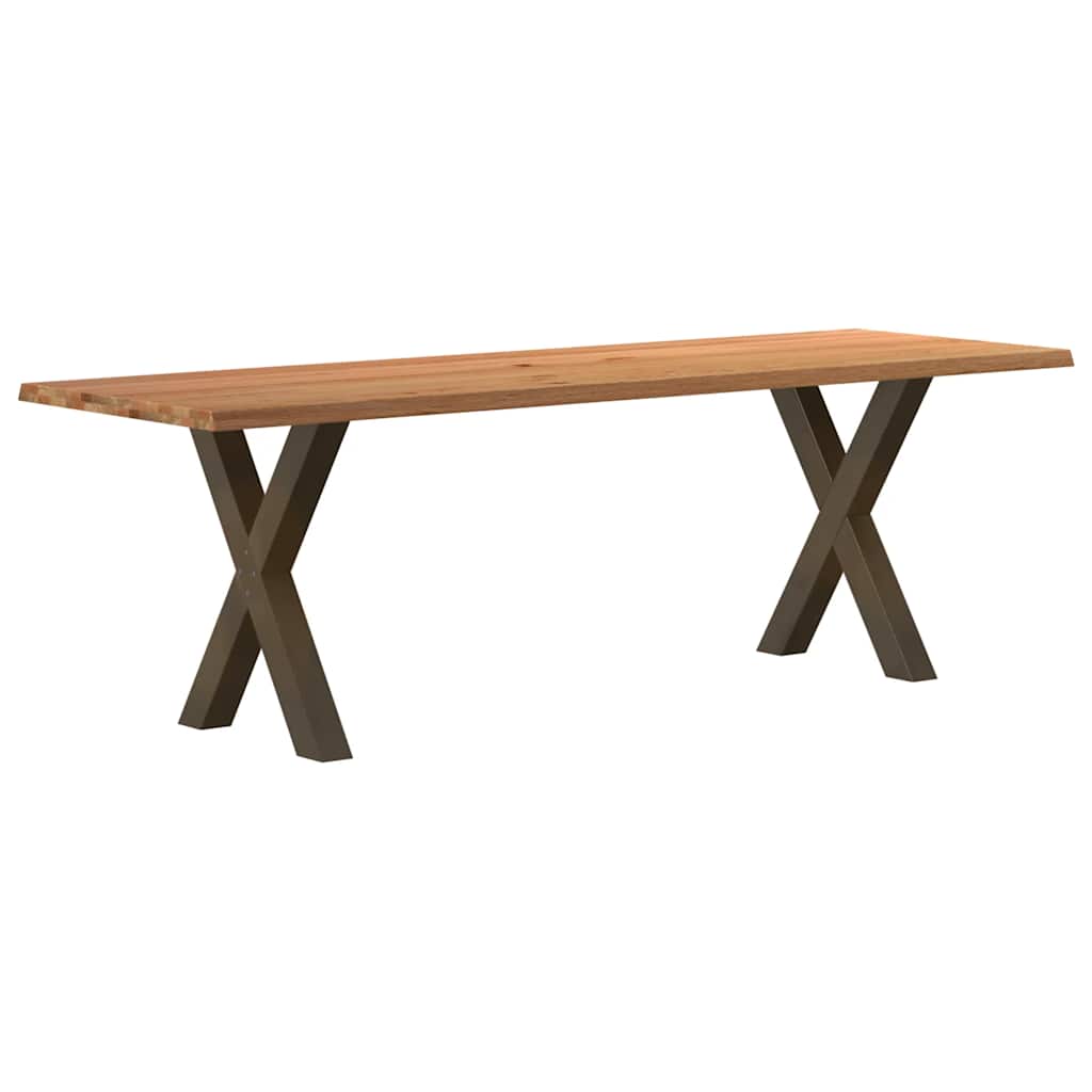 Table Industrielle en Bois et Pieds Métal en Croix-Acier naturel-1-240 x 80 x 74 cm-La-Fabrique-Industrielle