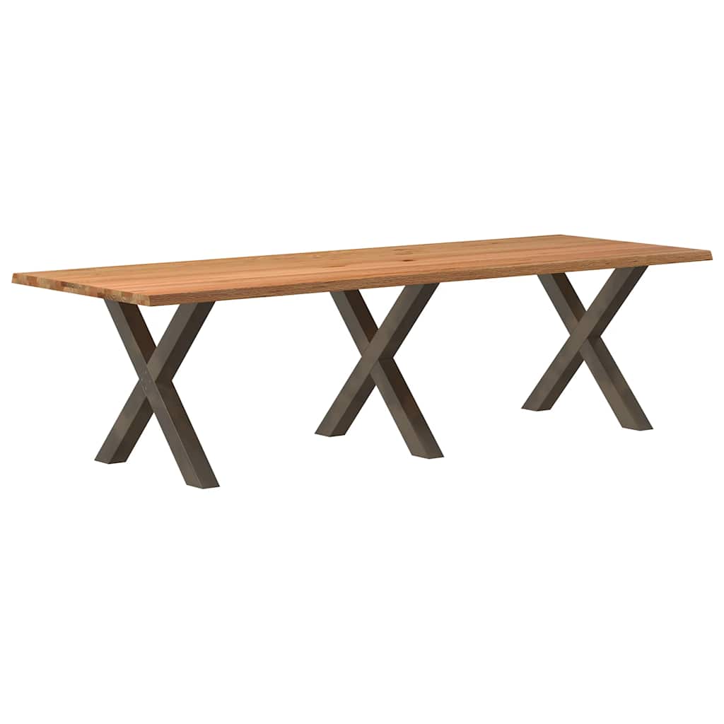 Table Industrielle en Bois et Pieds Métal en Croix-Acier naturel-1-280 x 100 x 74 cm-La-Fabrique-Industrielle