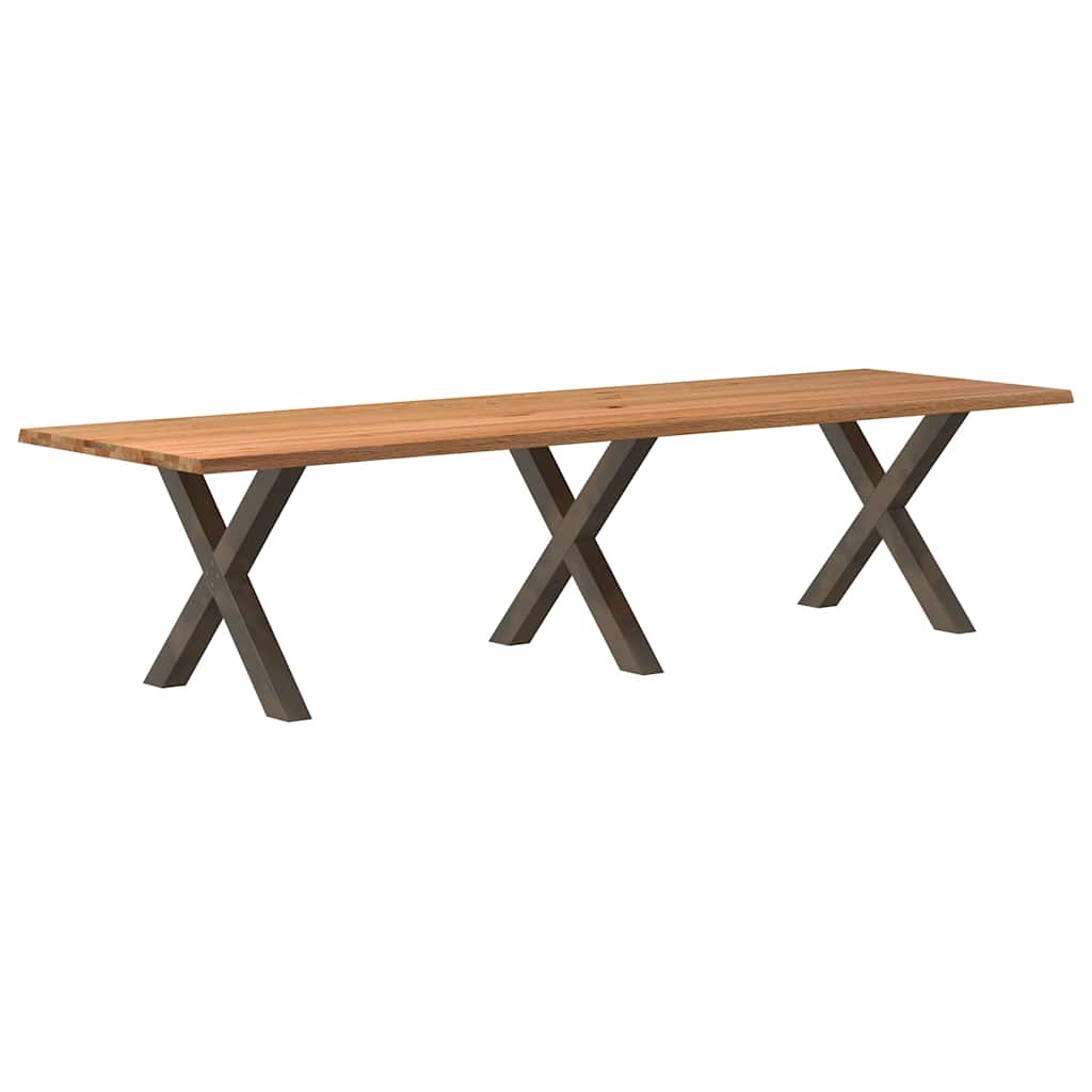 Table Industrielle en Bois et Pieds Métal en Croix-Acier naturel-1-320 x 100 x 74 cm-La-Fabrique-Industrielle