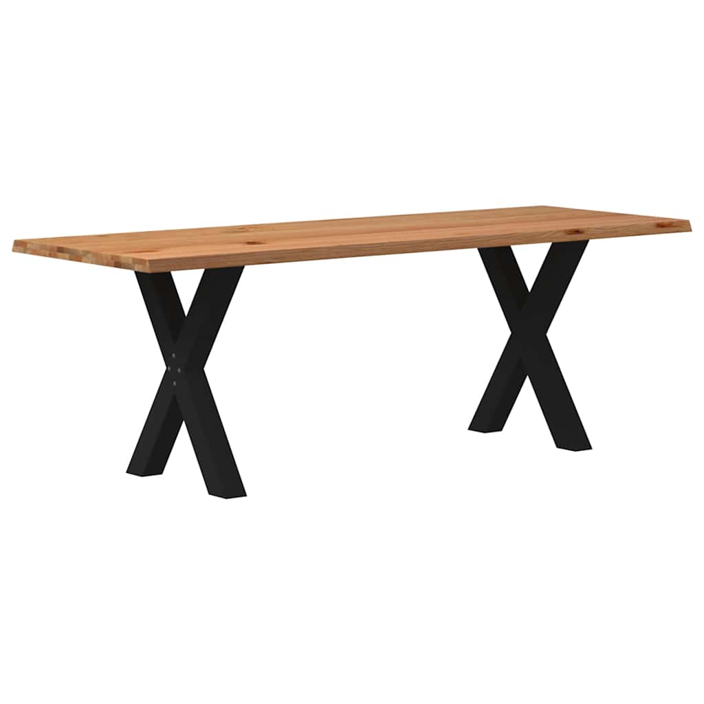 Table Industrielle en Bois et Pieds Métal en Croix-Noir-1-220 x 80 x 74 cm-La-Fabrique-Industrielle