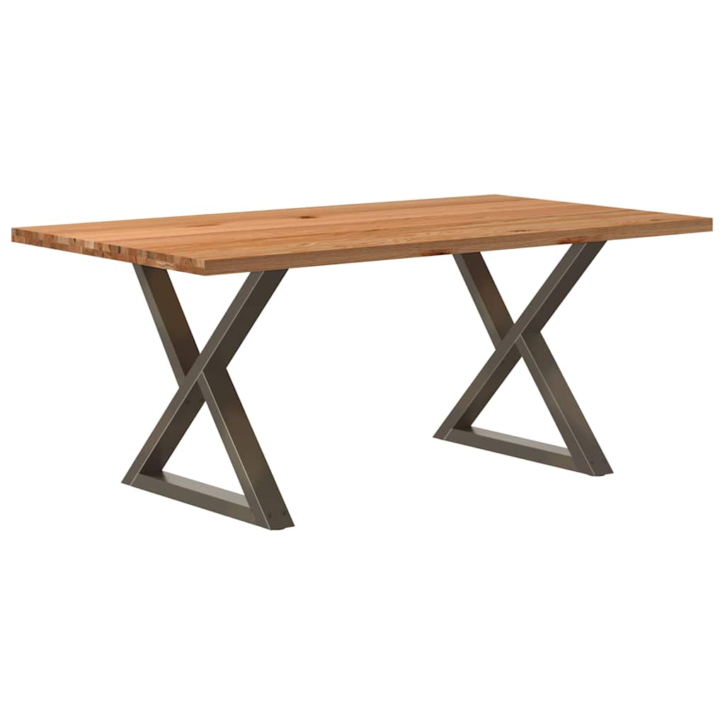 Table Industrielle en Bois et Pieds Noirs Croisés-Acier naturel-1-180 x 100 x 74 cm-La-Fabrique-Industrielle