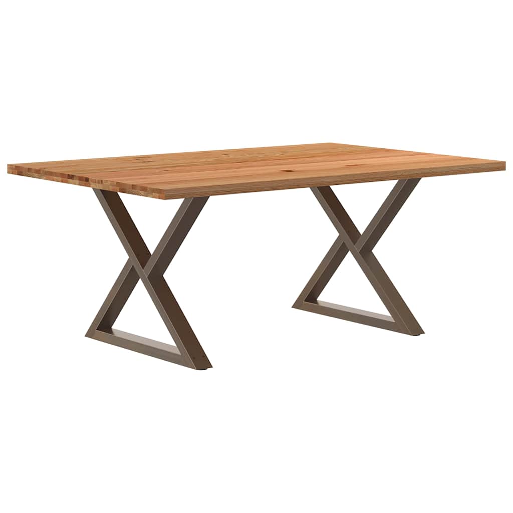 Table Industrielle en Bois et Pieds Noirs Croisés-Acier naturel-1-180 x 120 x 74 cm-La-Fabrique-Industrielle