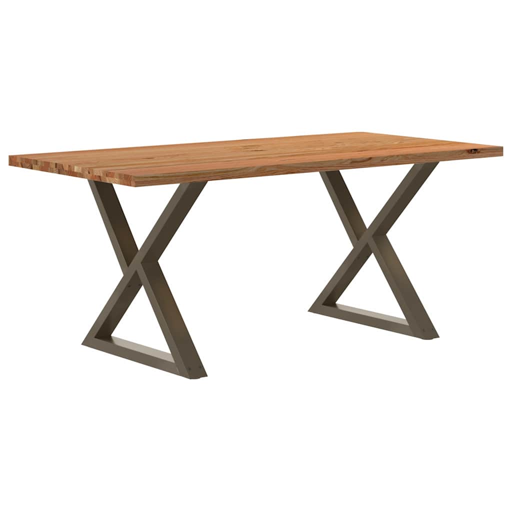 Table Industrielle en Bois et Pieds Noirs Croisés-Acier naturel-1-180 x 90 x 74 cm-La-Fabrique-Industrielle