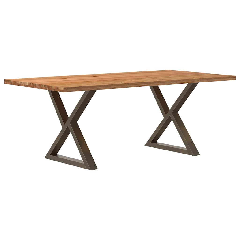 Table Industrielle en Bois et Pieds Noirs Croisés-Acier naturel-1-200 x 100 x 74 cm-La-Fabrique-Industrielle