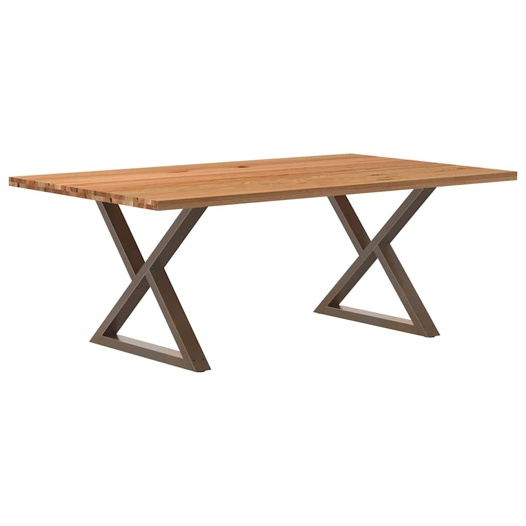 Table Industrielle en Bois et Pieds Noirs Croisés-Acier naturel-1-200 x 120 x 74 cm-La-Fabrique-Industrielle
