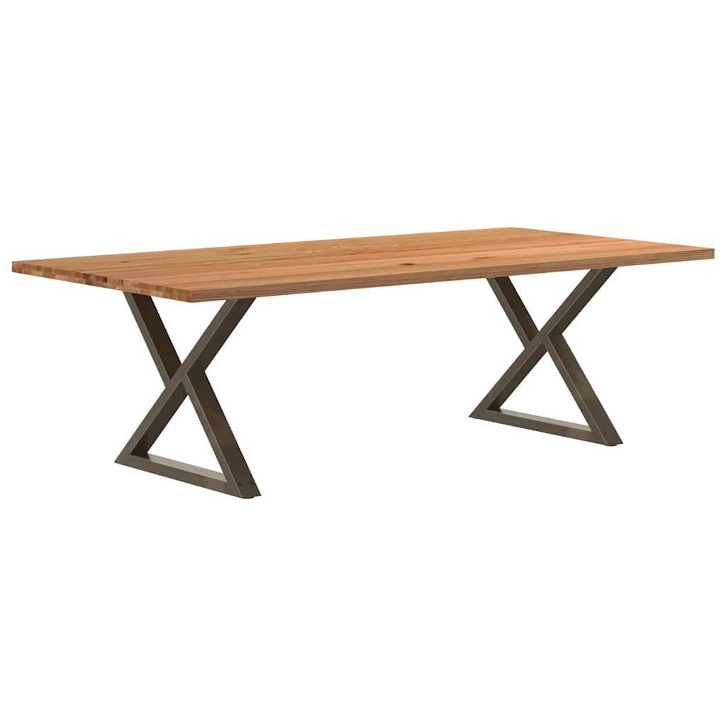 Table Industrielle en Bois et Pieds Noirs Croisés-Acier naturel-1-240 x 120 x 74 cm-La-Fabrique-Industrielle