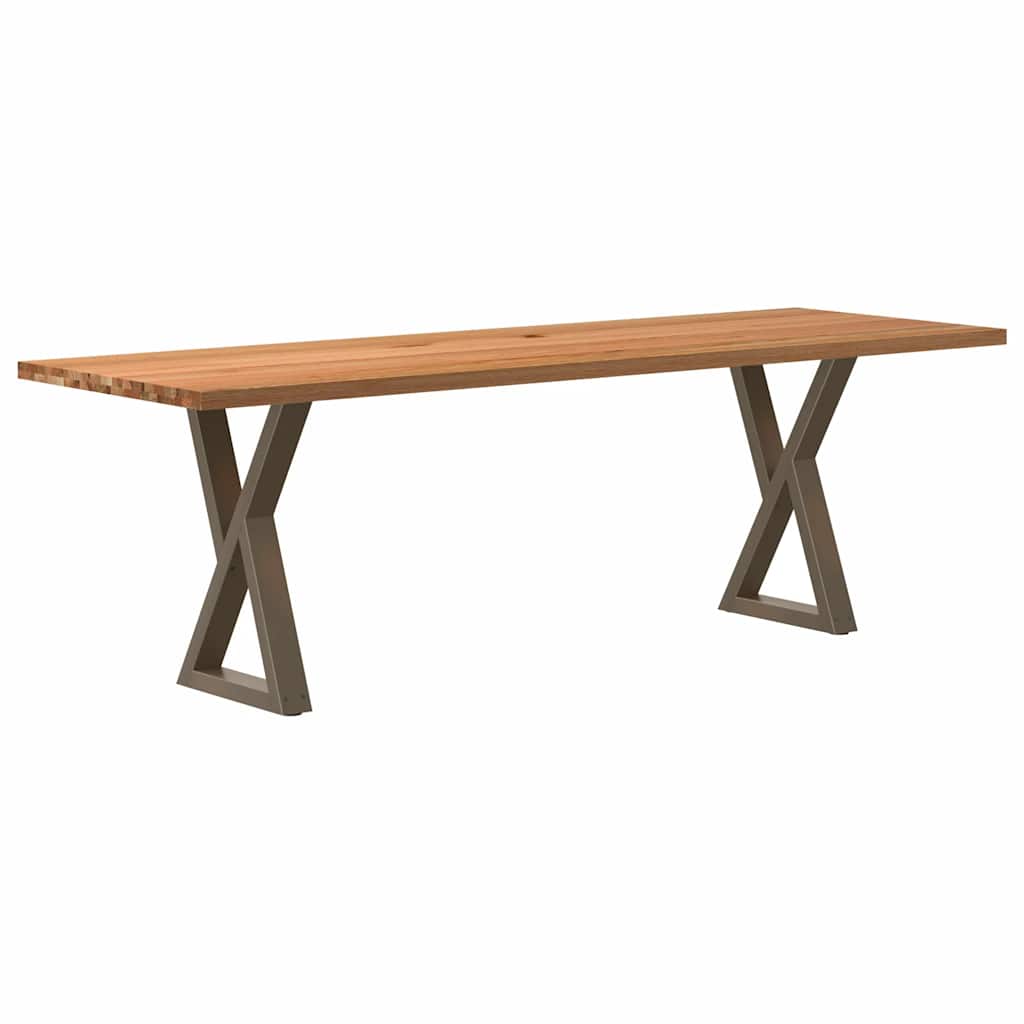 Table Industrielle en Bois et Pieds Noirs Croisés-Acier naturel-1-240 x 80 x 74 cm-La-Fabrique-Industrielle