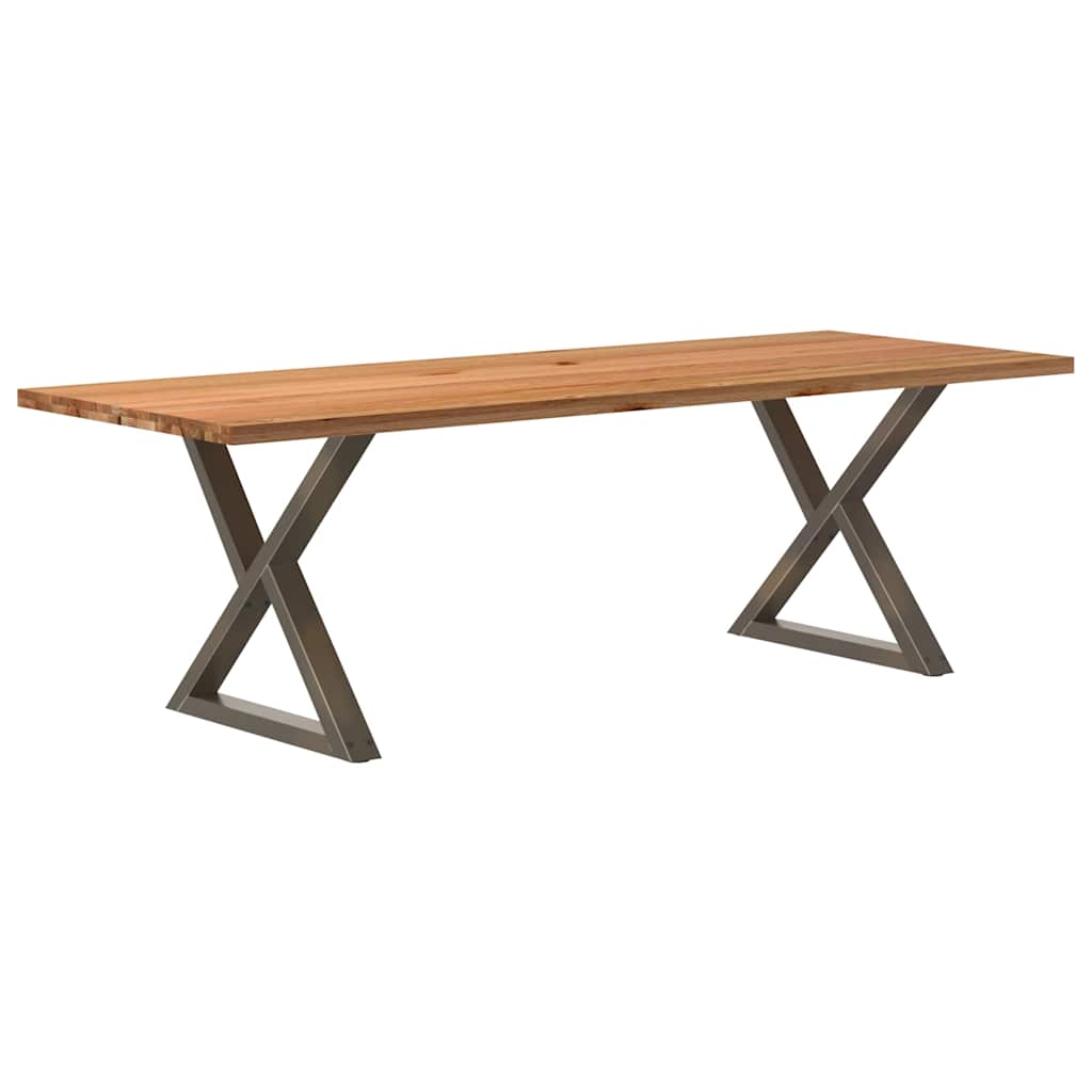 Table Industrielle en Bois et Pieds Noirs Croisés-Acier naturel-1-240 x 90 x 74 cm-La-Fabrique-Industrielle