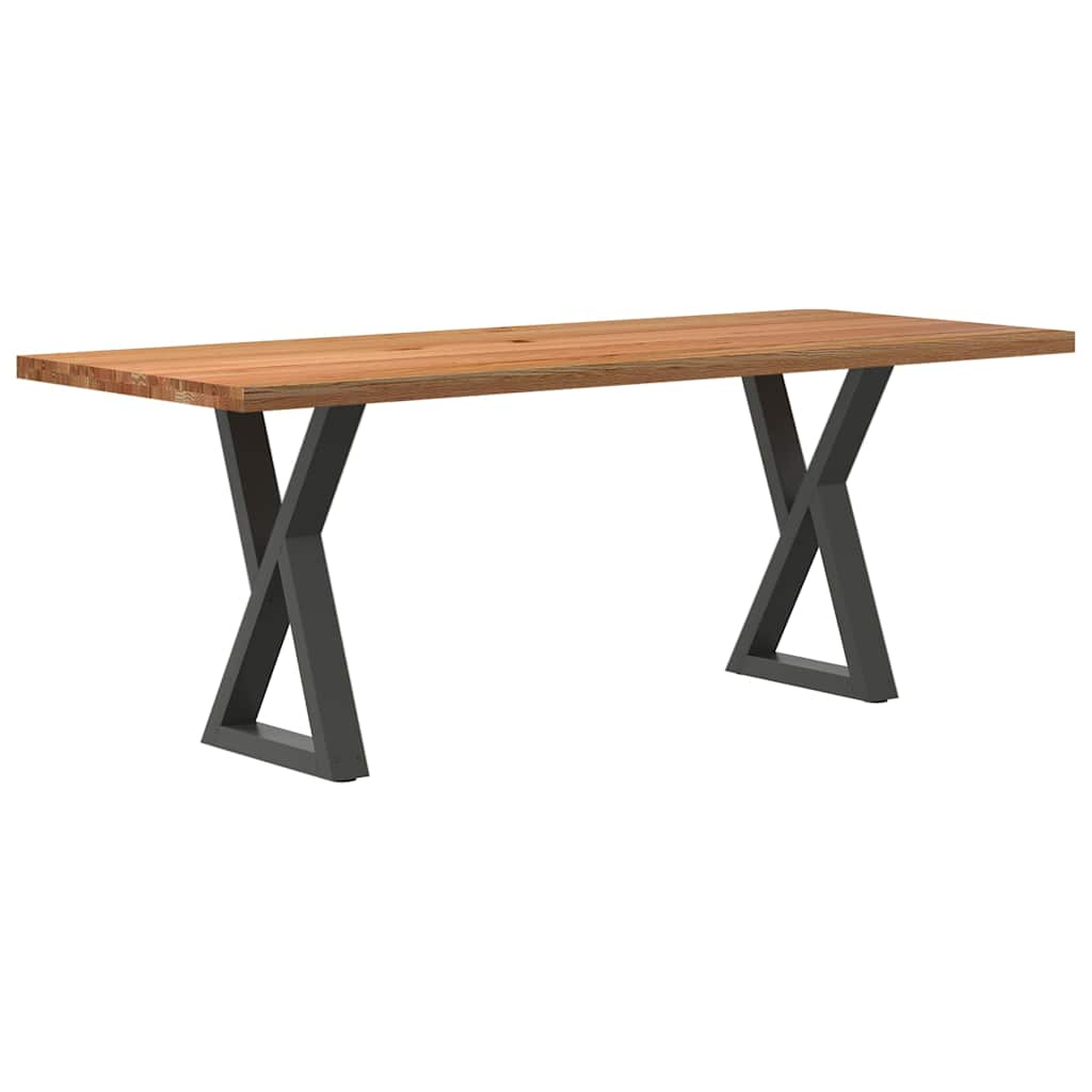 Table Industrielle en Bois et Pieds Noirs Croisés-Anthracite-1-200 x 80 x 74 cm-La-Fabrique-Industrielle