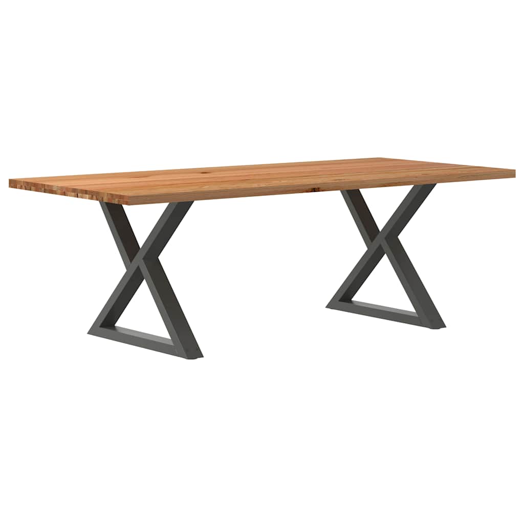 Table Industrielle en Bois et Pieds Noirs Croisés-Anthracite-1-220 x 100 x 74 cm-La-Fabrique-Industrielle