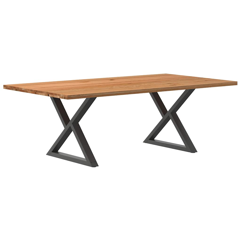 Table Industrielle en Bois et Pieds Noirs Croisés-Anthracite-1-220 x 120 x 74 cm-La-Fabrique-Industrielle