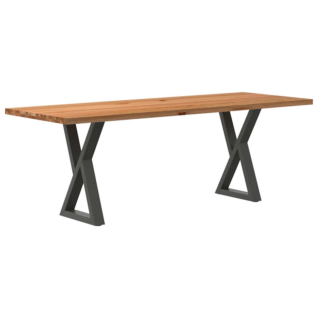 Table Industrielle en Bois et Pieds Noirs Croisés-Anthracite-1-220 x 80 x 74 cm-La-Fabrique-Industrielle