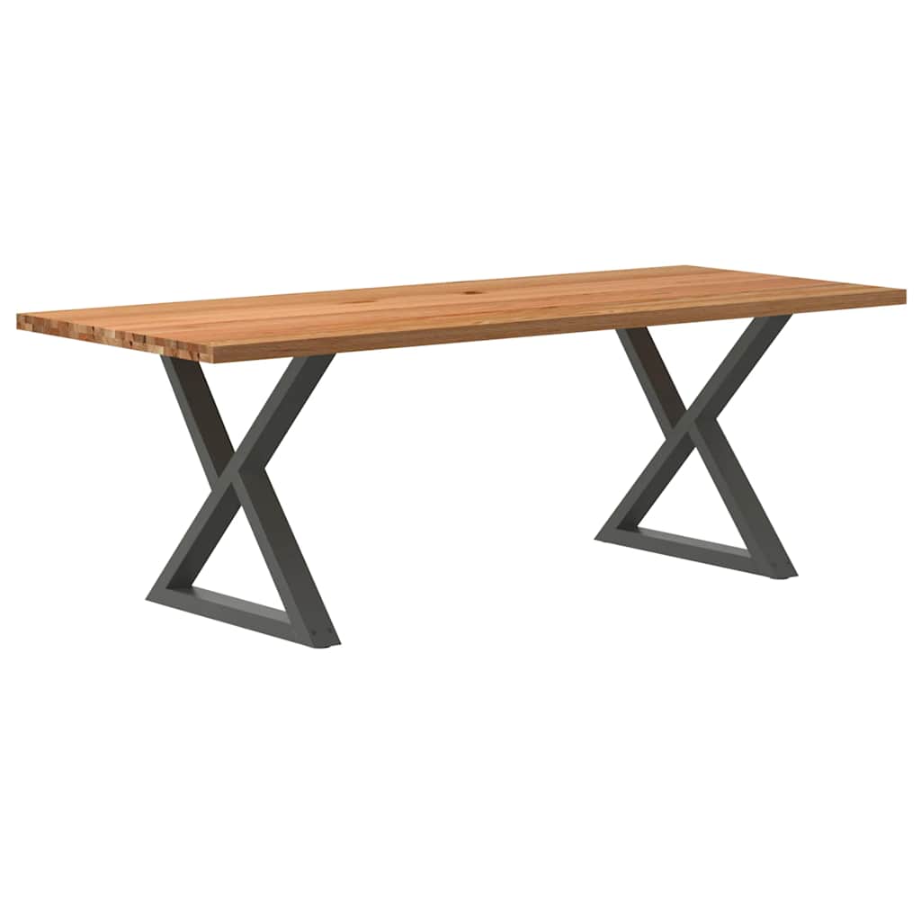 Table Industrielle en Bois et Pieds Noirs Croisés-Anthracite-1-220 x 90 x 74 cm-La-Fabrique-Industrielle