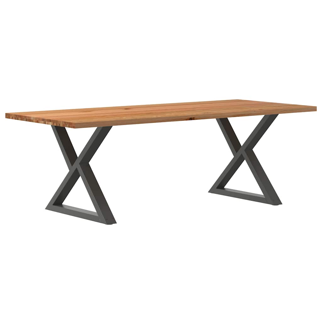 Table Industrielle en Bois et Pieds Noirs Croisés-Anthracite-1-240 x 100 x 74 cm-La-Fabrique-Industrielle