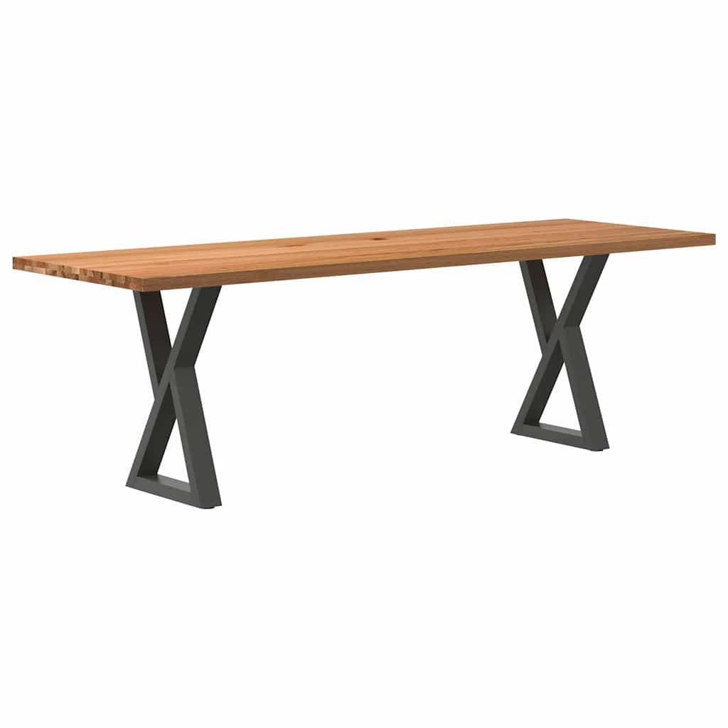 Table Industrielle en Bois et Pieds Noirs Croisés-Anthracite-1-240 x 80 x 74 cm-La-Fabrique-Industrielle