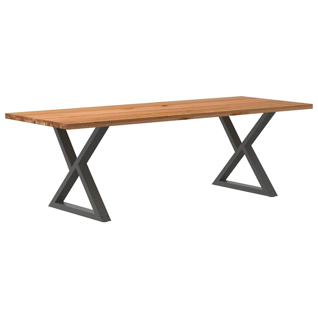 Table Industrielle en Bois et Pieds Noirs Croisés-Anthracite-1-240 x 90 x 74 cm-La-Fabrique-Industrielle