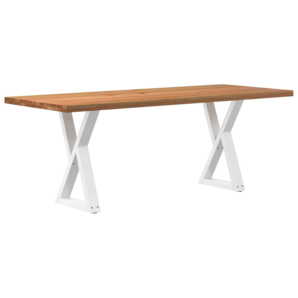 Table Industrielle en Bois et Pieds Noirs Croisés-Blanc-1-200 x 80 x 74 cm-La-Fabrique-Industrielle