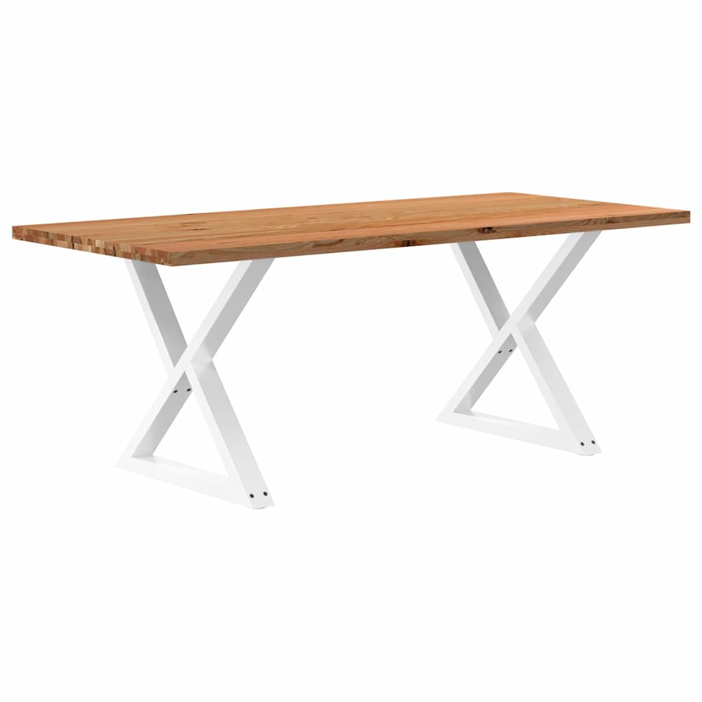 Table Industrielle en Bois et Pieds Noirs Croisés-Blanc-1-200 x 90 x 74 cm-La-Fabrique-Industrielle