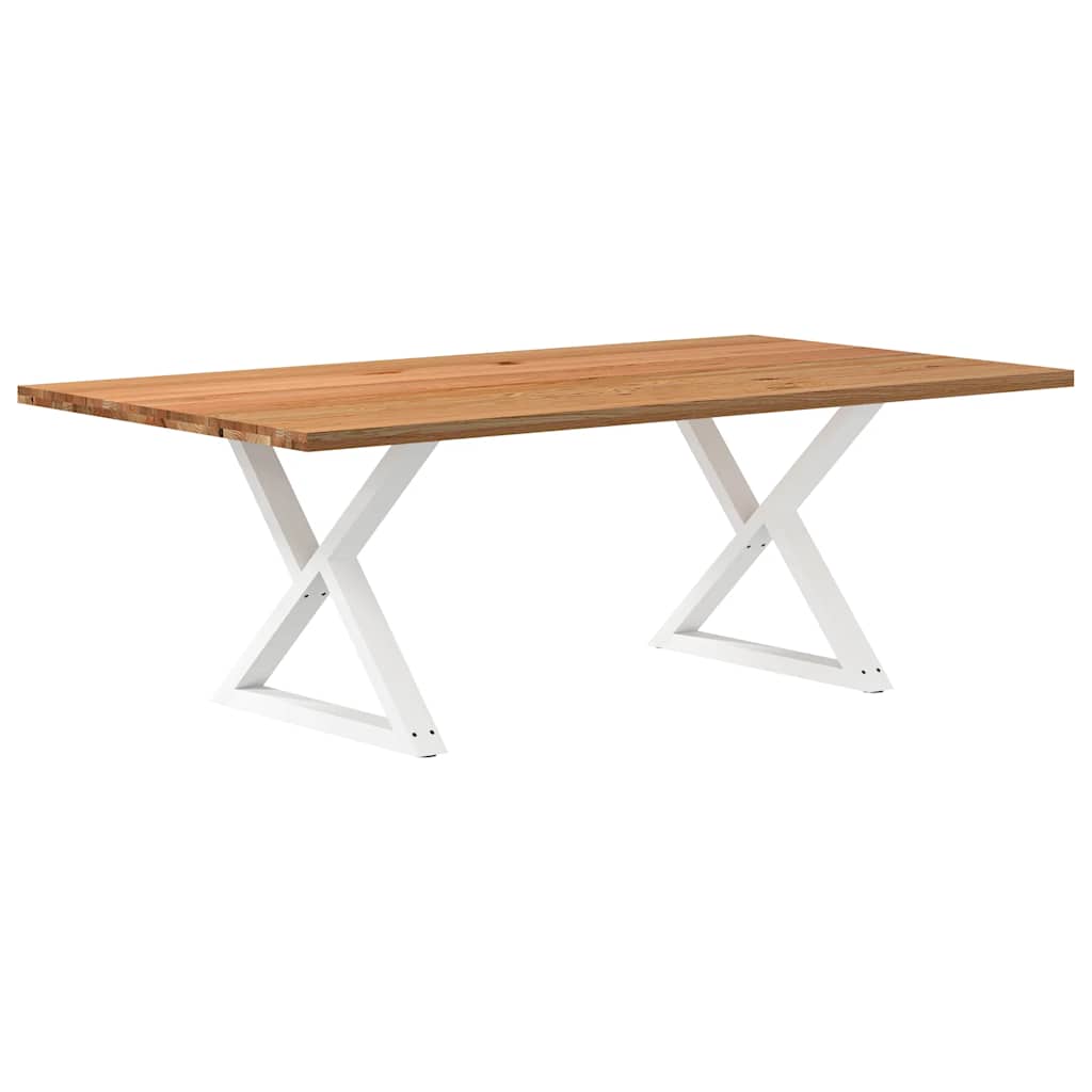 Table Industrielle en Bois et Pieds Noirs Croisés-Blanc-1-220 x 120 x 74 cm-La-Fabrique-Industrielle