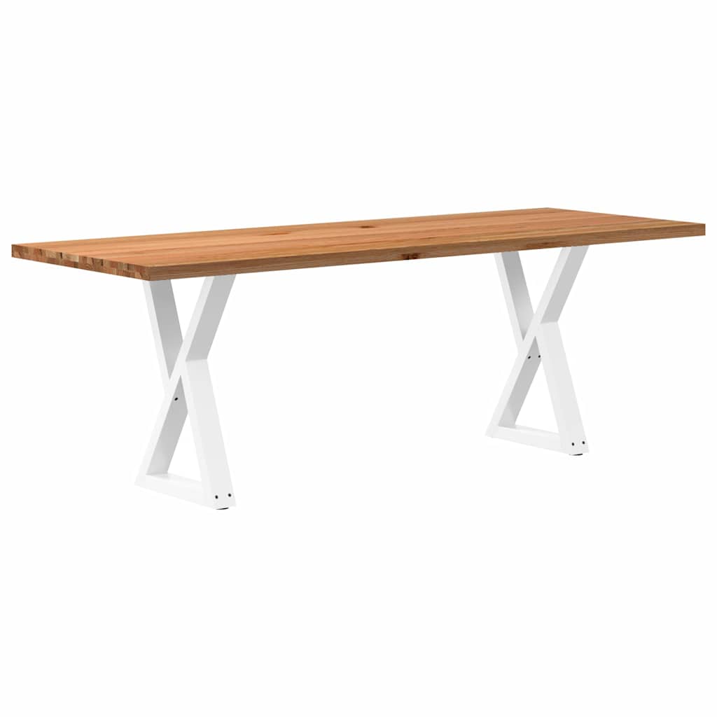 Table Industrielle en Bois et Pieds Noirs Croisés-Blanc-1-220 x 80 x 74 cm-La-Fabrique-Industrielle