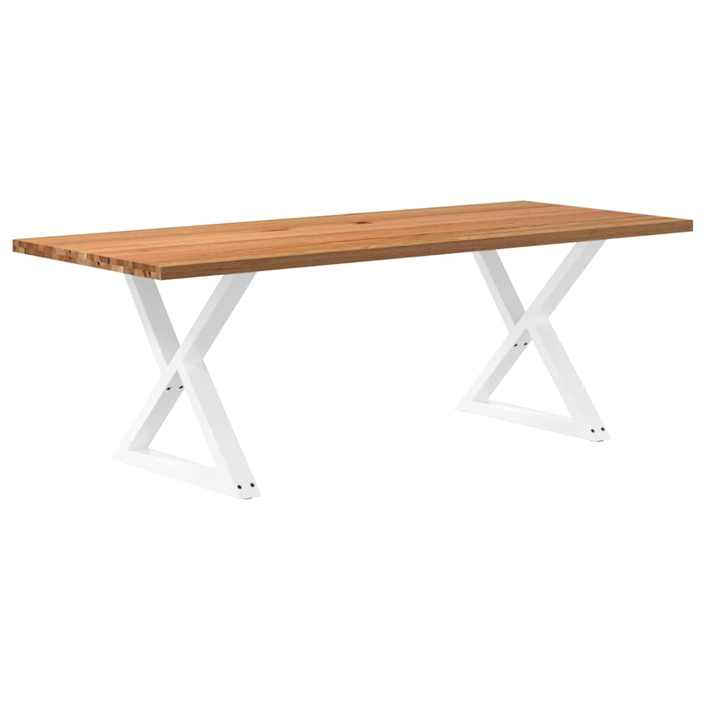 Table Industrielle en Bois et Pieds Noirs Croisés-Blanc-1-220 x 90 x 74 cm-La-Fabrique-Industrielle