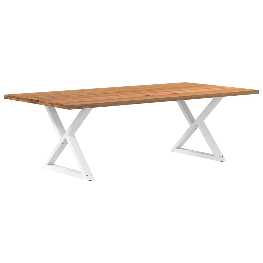 Table Industrielle en Bois et Pieds Noirs Croisés-Blanc-1-240 x 120 x 74 cm-La-Fabrique-Industrielle