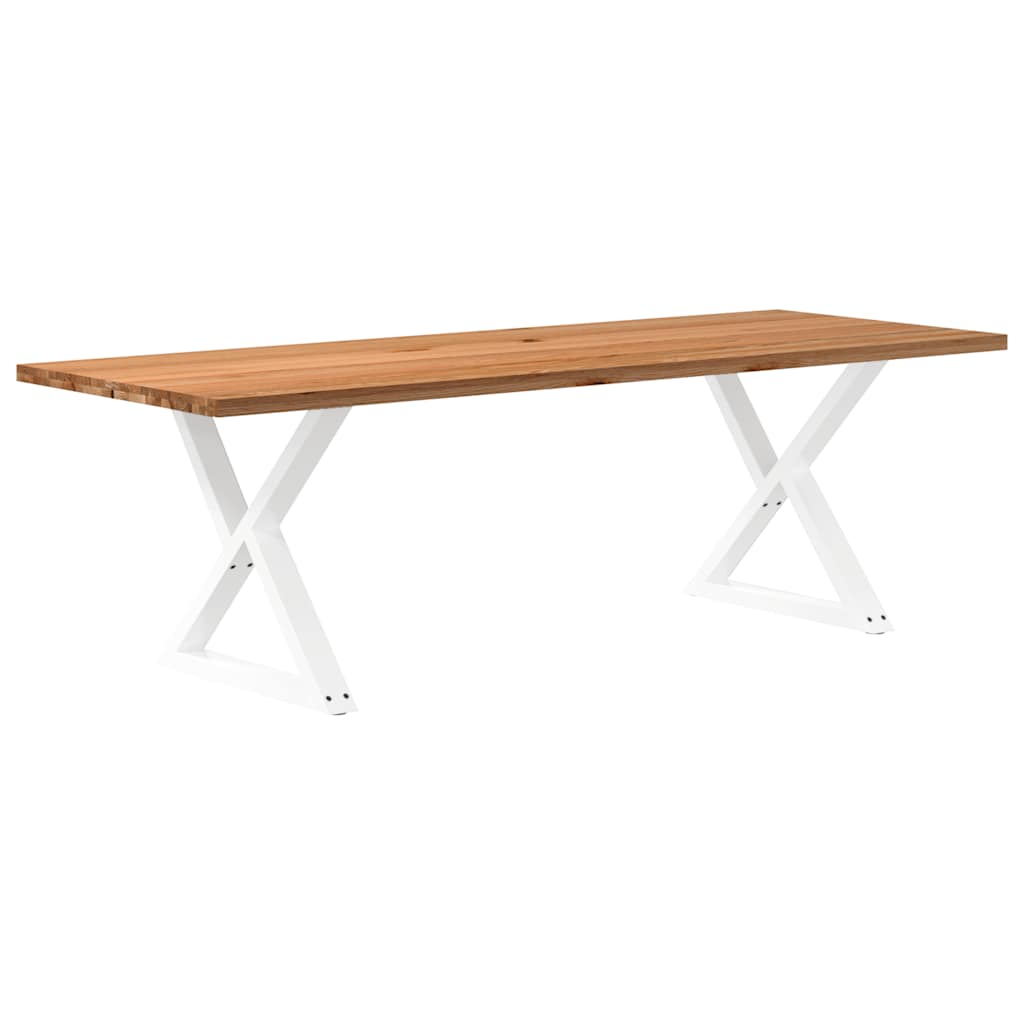 Table Industrielle en Bois et Pieds Noirs Croisés-Blanc-1-240 x 90 x 74 cm-La-Fabrique-Industrielle