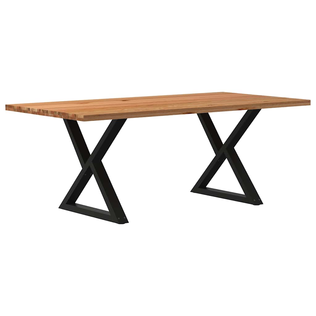Table Industrielle en Bois et Pieds Noirs Croisés-Noir-1-200 x 100 x 74 cm-La-Fabrique-Industrielle