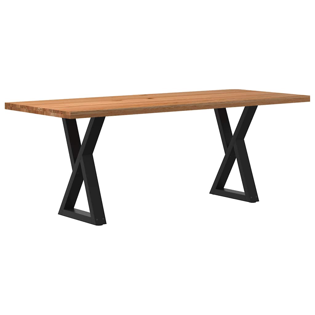 Table Industrielle en Bois et Pieds Noirs Croisés-Noir-1-200 x 80 x 74 cm-La-Fabrique-Industrielle
