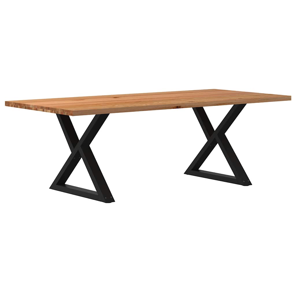 Table Industrielle en Bois et Pieds Noirs Croisés-Noir-1-220 x 100 x 74 cm-La-Fabrique-Industrielle