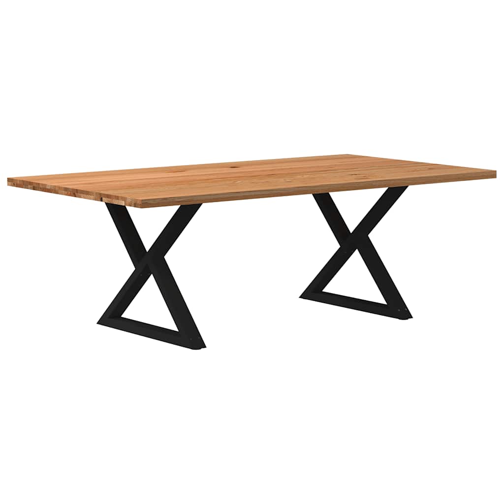 Table Industrielle en Bois et Pieds Noirs Croisés-Noir-1-220 x 120 x 74 cm-La-Fabrique-Industrielle