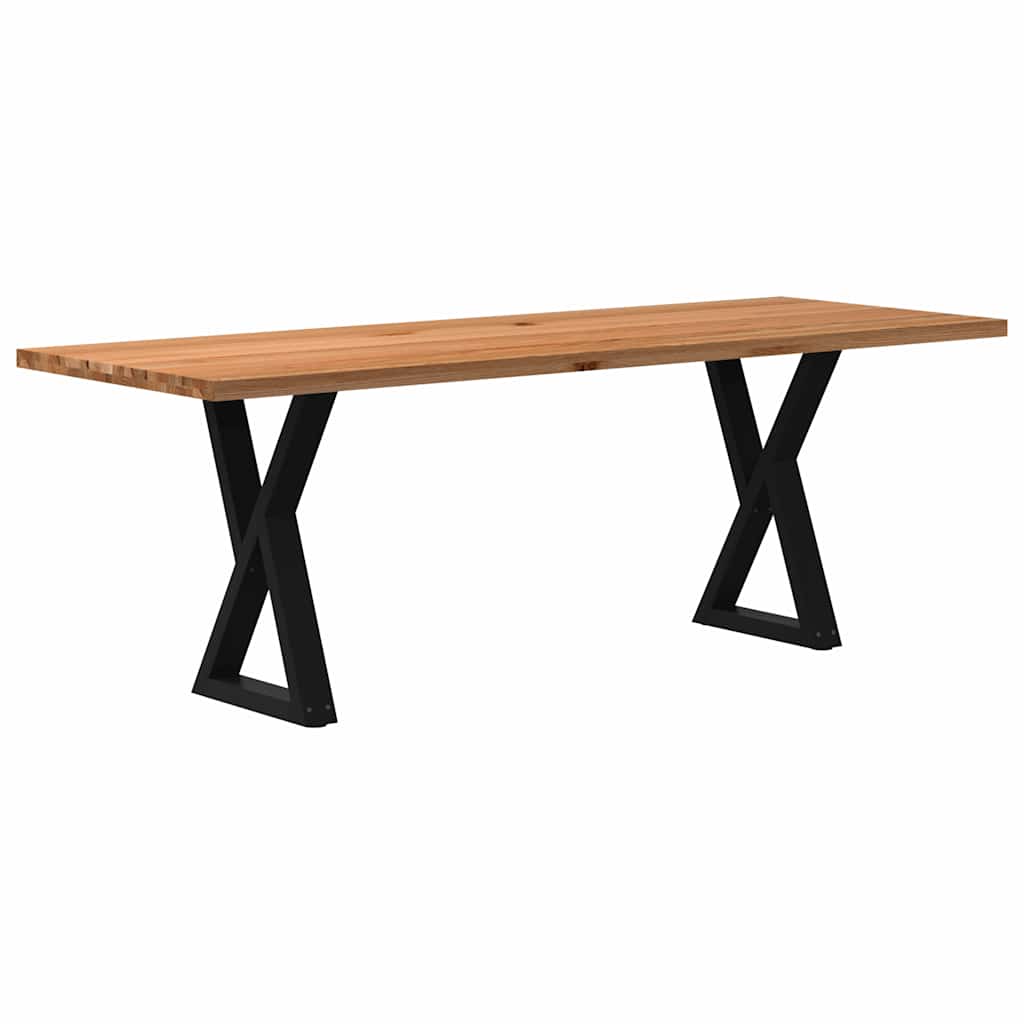 Table Industrielle en Bois et Pieds Noirs Croisés-Noir-1-220 x 80 x 74 cm-La-Fabrique-Industrielle