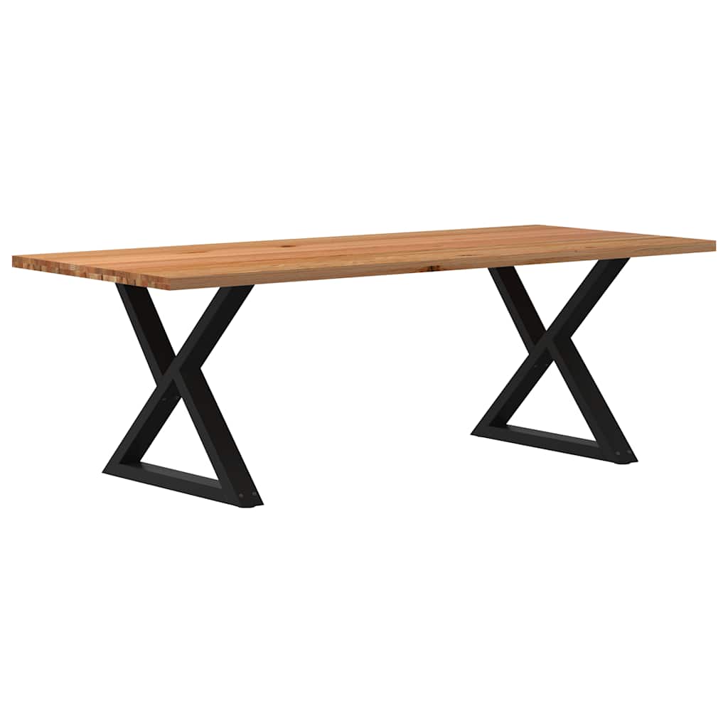 Table Industrielle en Bois et Pieds Noirs Croisés-Noir-1-240 x 100 x 74 cm-La-Fabrique-Industrielle
